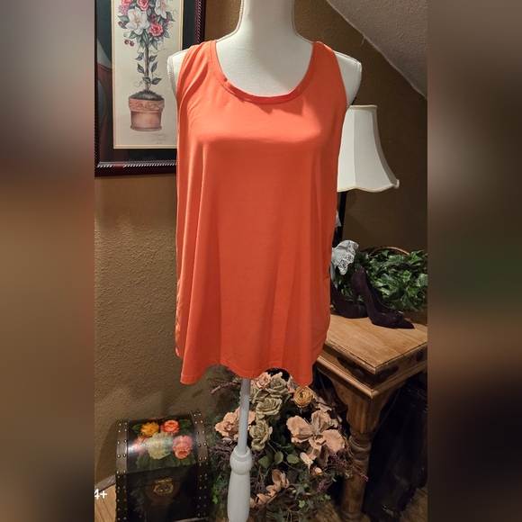 TWO - Athletic Works T back tanks, one purple and orange. Size Large - Picture 4 of 6